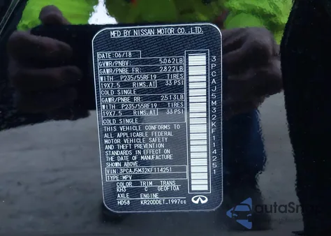 2019 Infiniti Qx50 Luxe z USA, uszkodzony, nr VIN 3PCAJ5M32KF114251